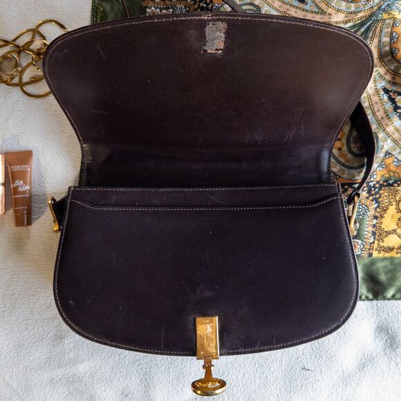 Vintage GUCCI ITALY 1970's Suede & Leather Horse-Bit Purse - Picture 2 of 9